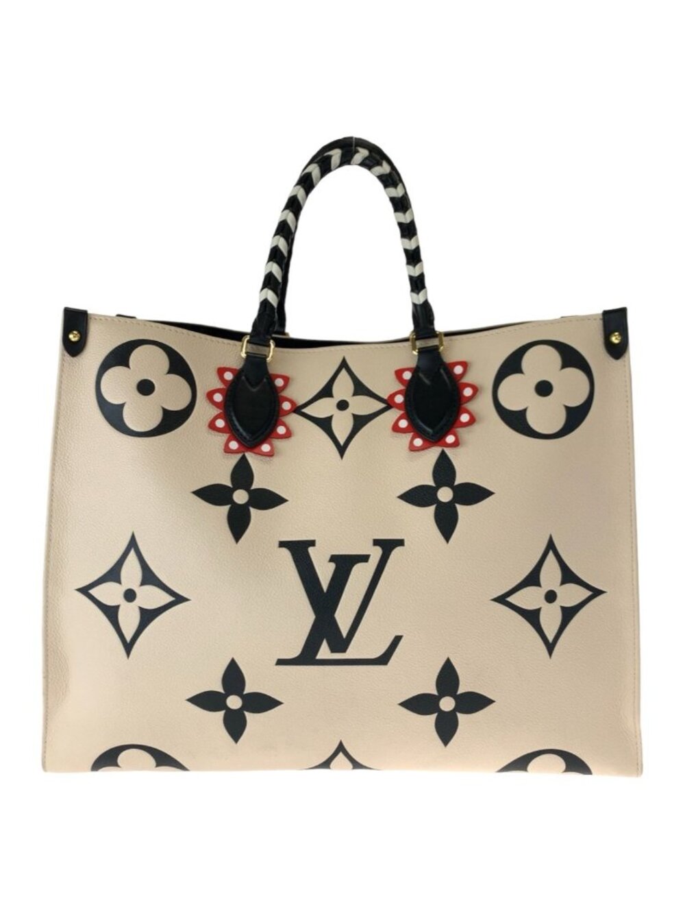 Louis Vuitton Monogram Empreinte Crafty On The Go GM Beige Black Calfskin Tote